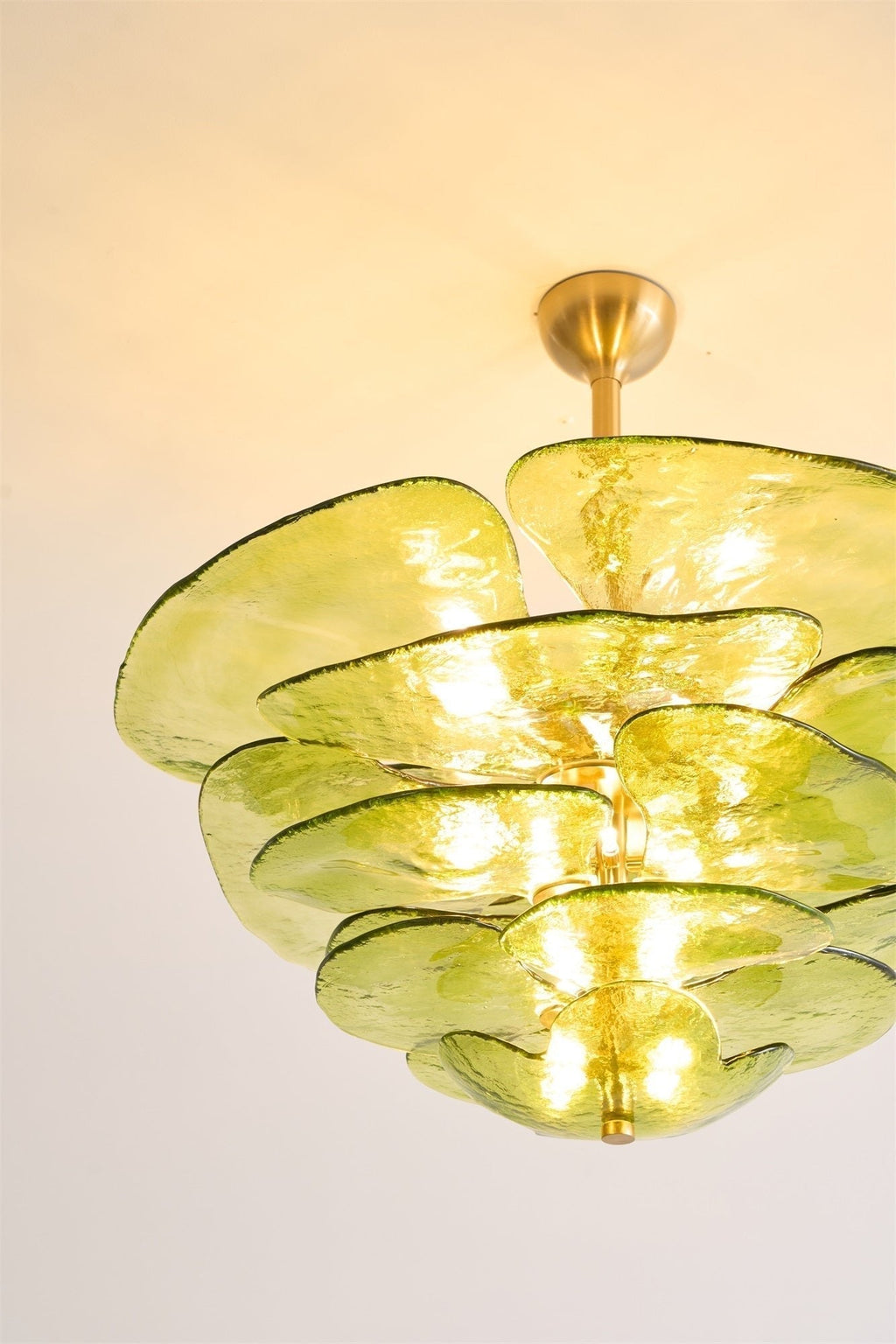 Aurora Chandelier Pétale en Verre Murano Doré Luxe - Neutralighting