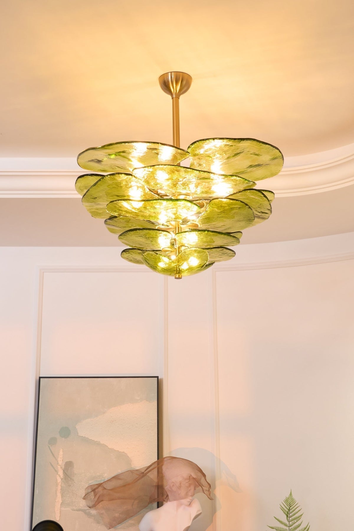 Aurora Chandelier Pétale en Verre Murano Doré Luxe - Neutralighting