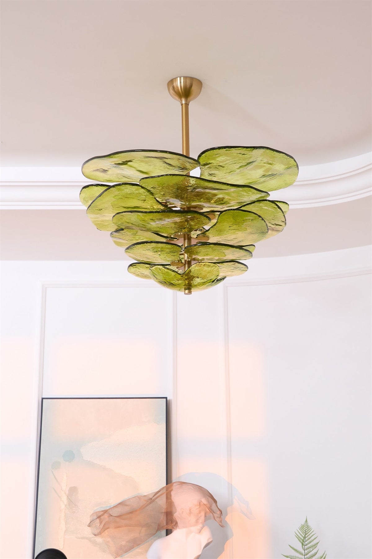 Aurora Chandelier Pétale en Verre Murano Doré Luxe - Neutralighting