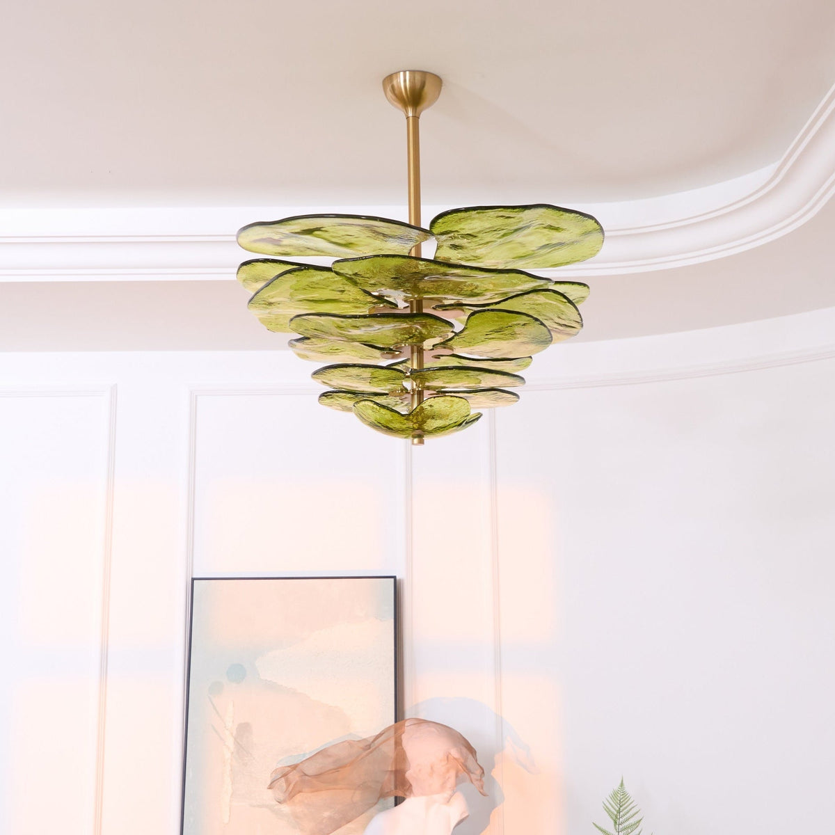 Aurora Chandelier Pétale en Verre Murano Doré Luxe - Neutralighting