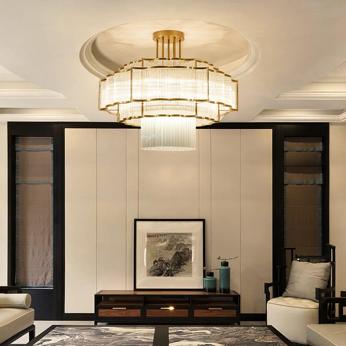 Lustra Chandelier Verre Noir et Doré - Neutralighting