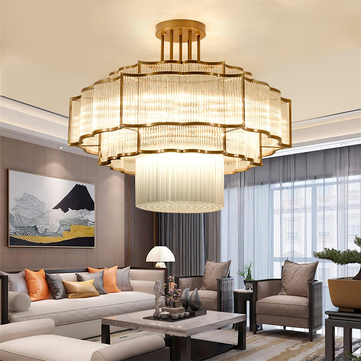 Lustra Chandelier Verre Noir et Doré - Neutralighting