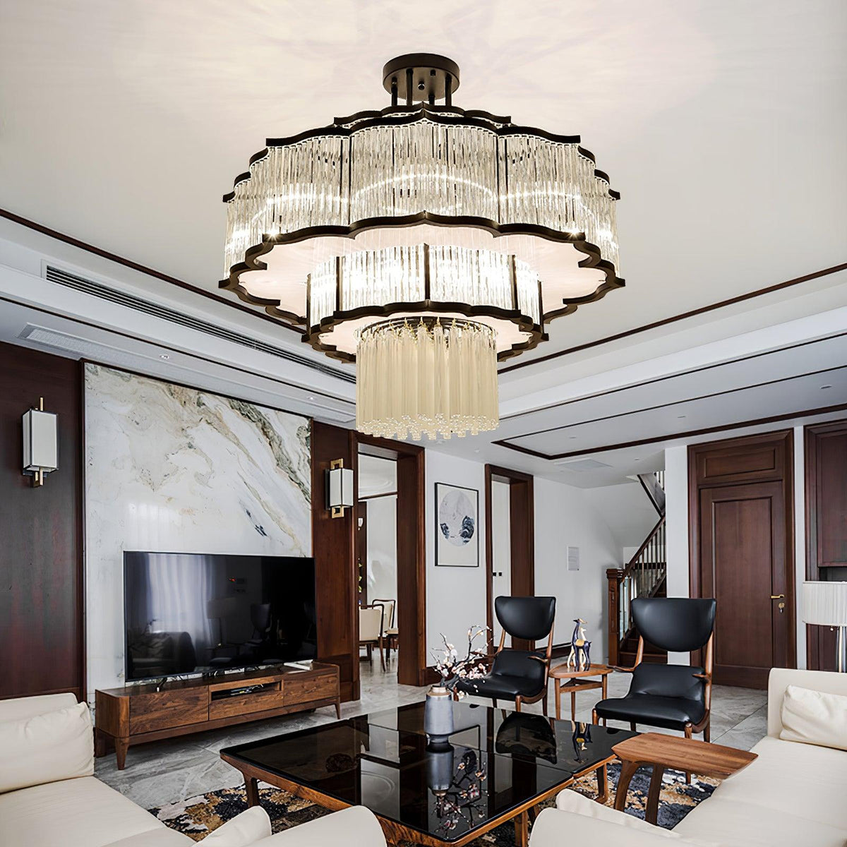 Lustra Chandelier Verre Noir et Doré - Neutralighting