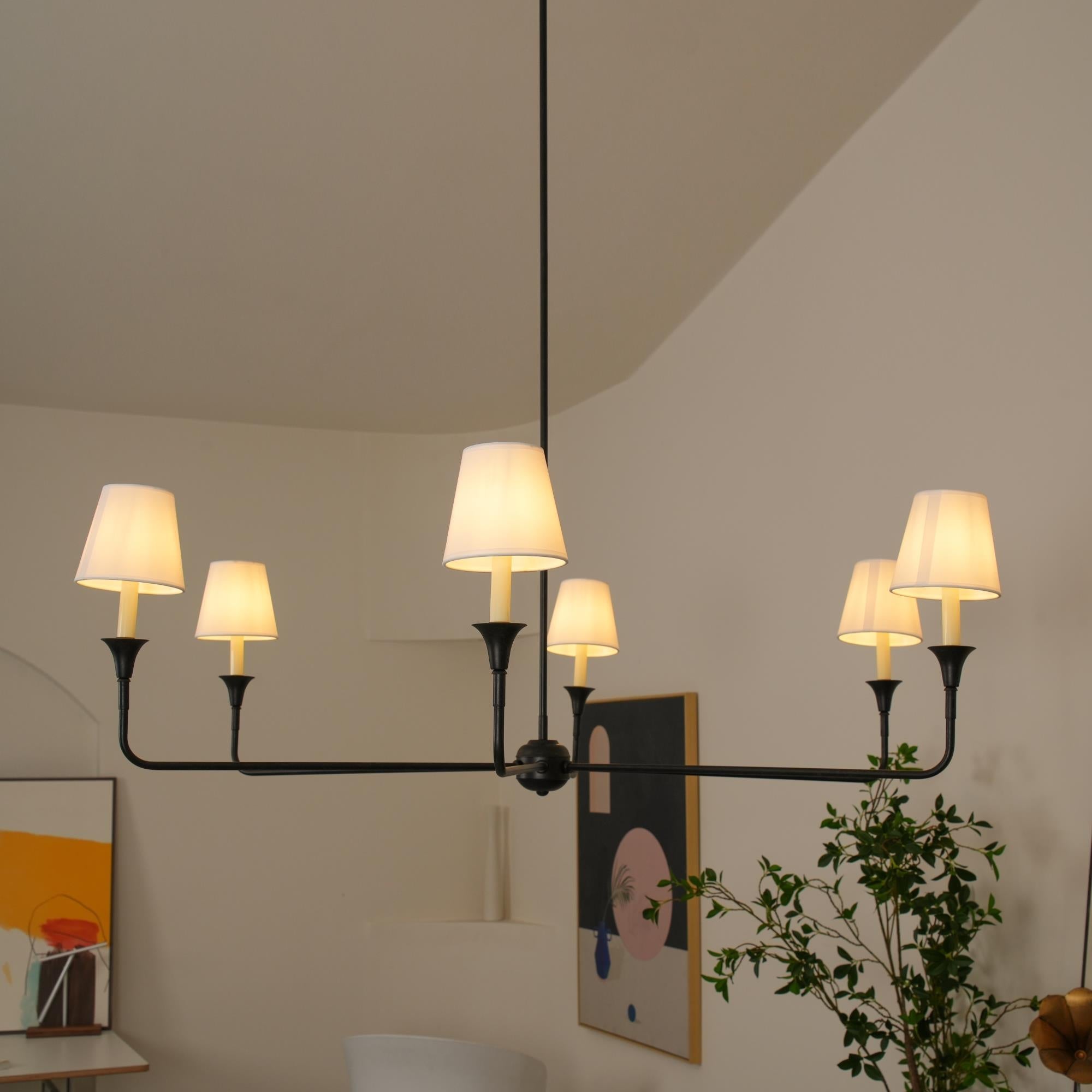 Lustra Suspension Lampe Bougie Noire Évasée - Neutralighting