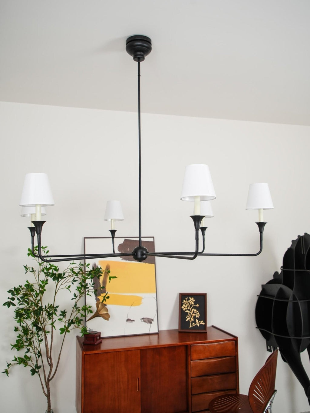 Lustra Suspension Lampe Bougie Noire Évasée - Neutralighting