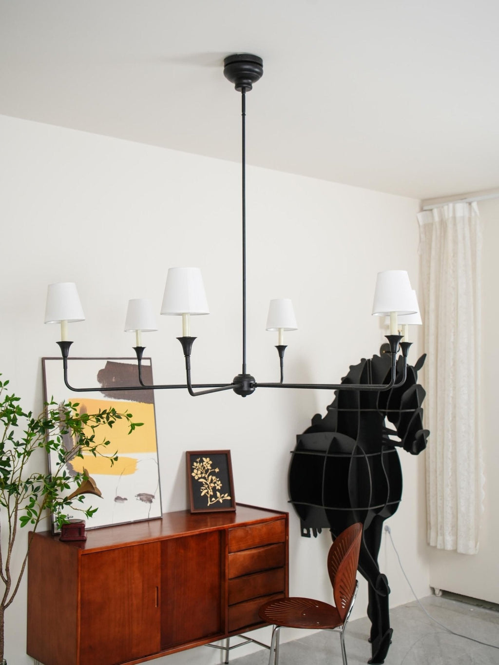 Lustra Suspension Lampe Bougie Noire Évasée - Neutralighting