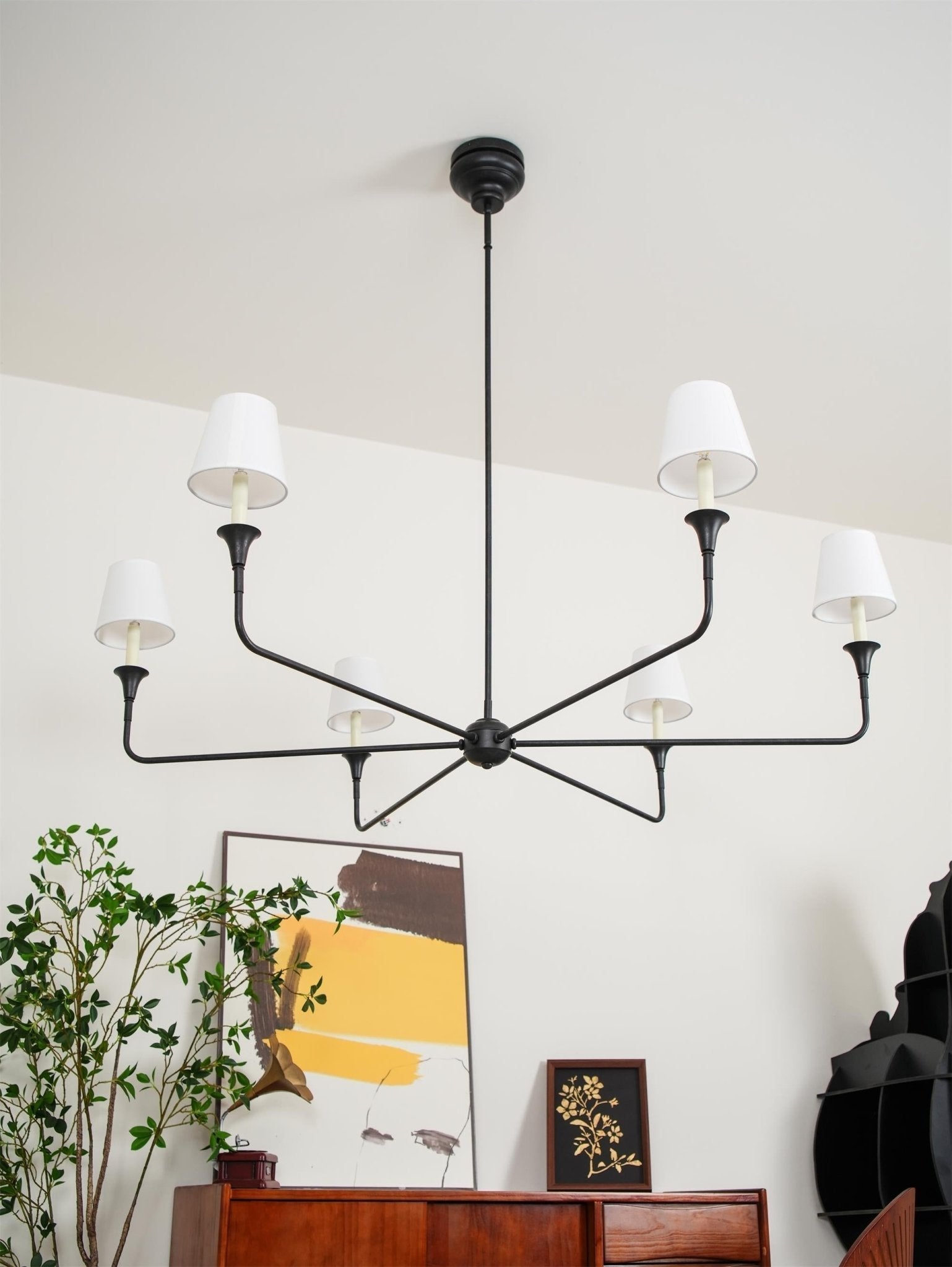 Lustra Suspension Lampe Bougie Noire Évasée - Neutralighting