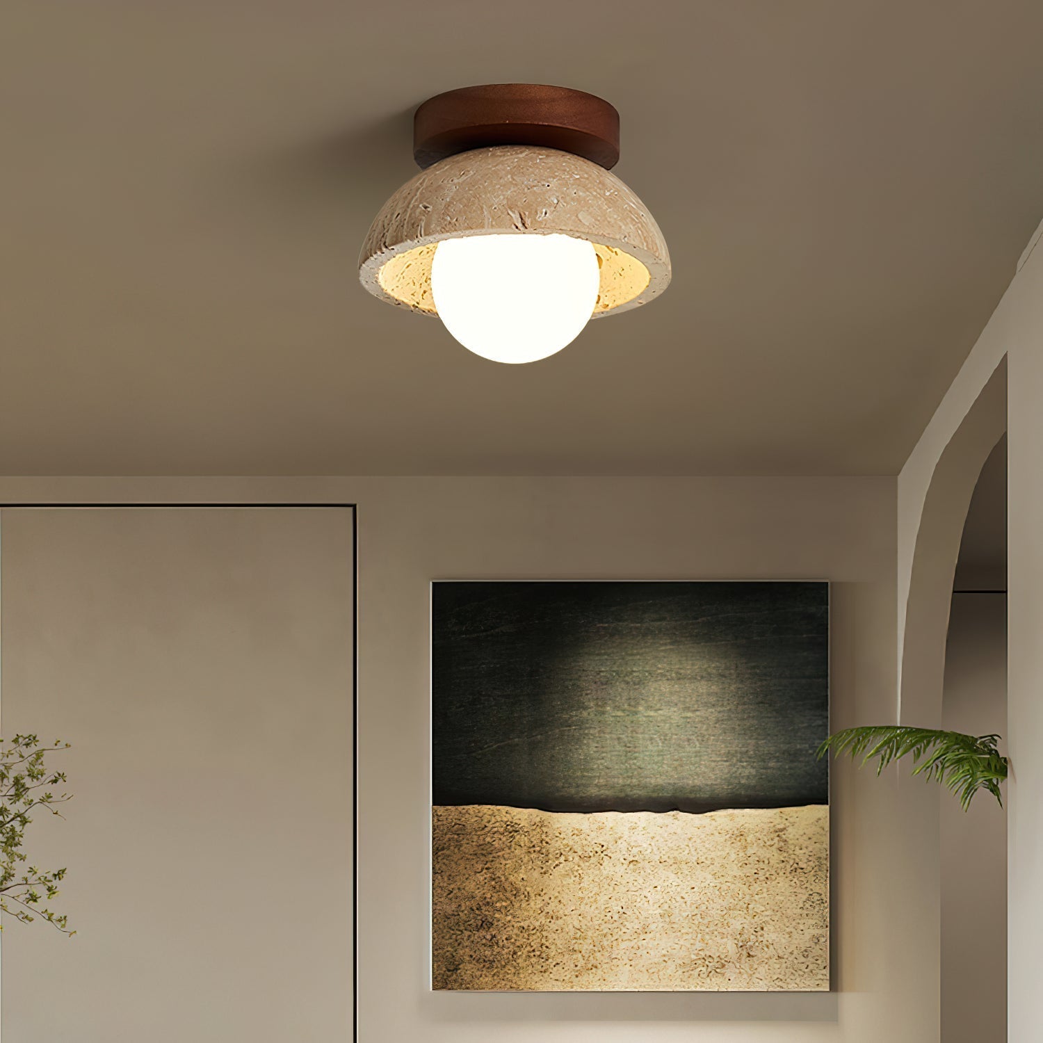 Mysa Plafonnier en travertin Bois - Neutralighting