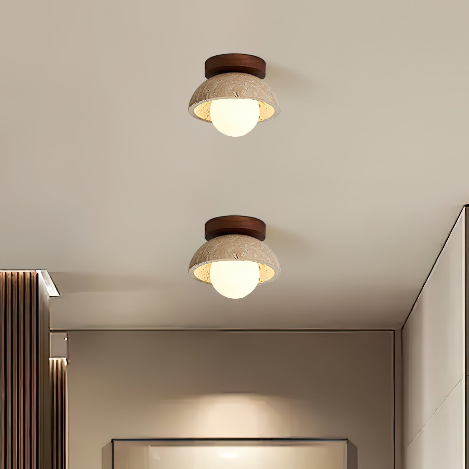 Mysa Plafonnier en travertin Bois - Neutralighting