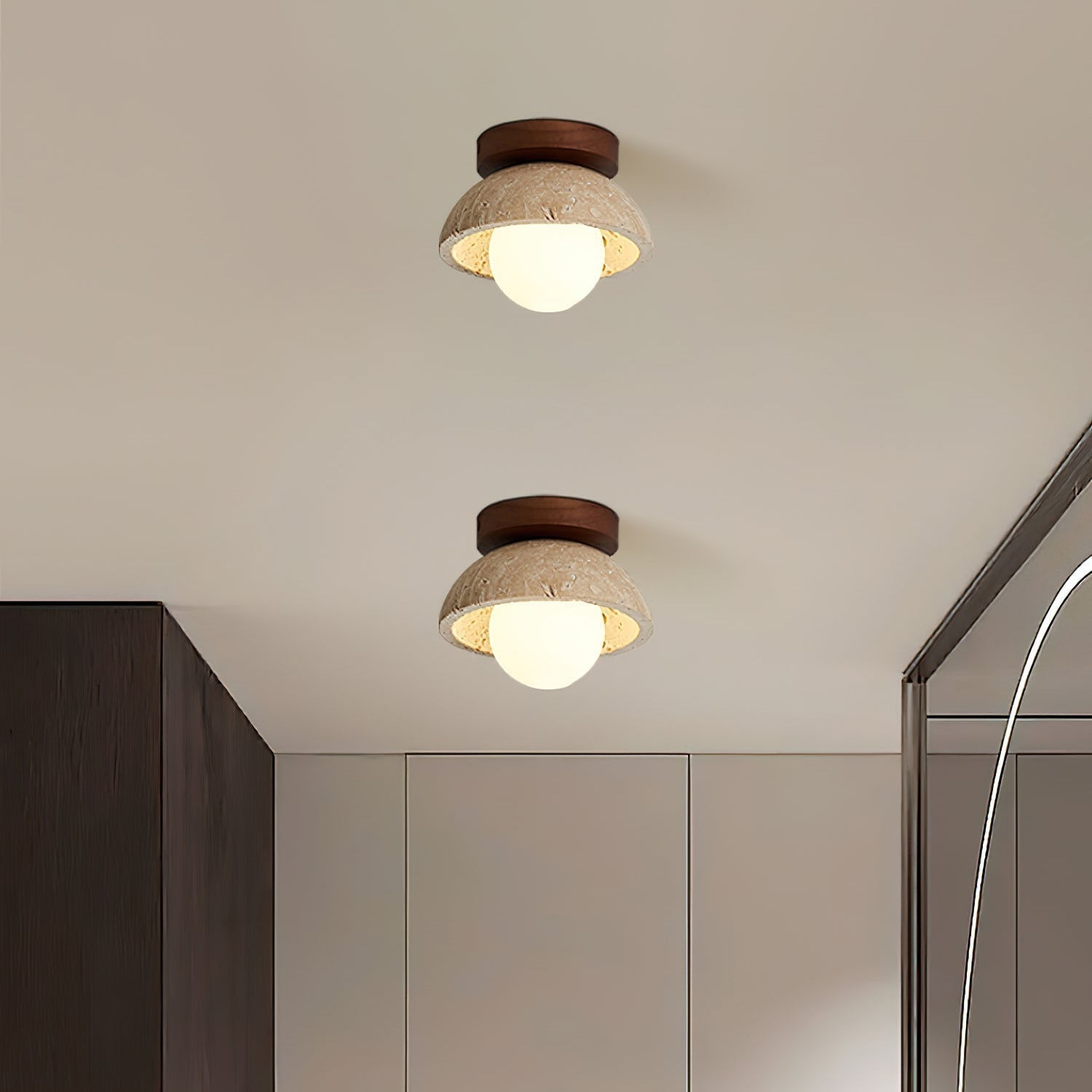 Mysa Plafonnier en travertin Bois - Neutralighting
