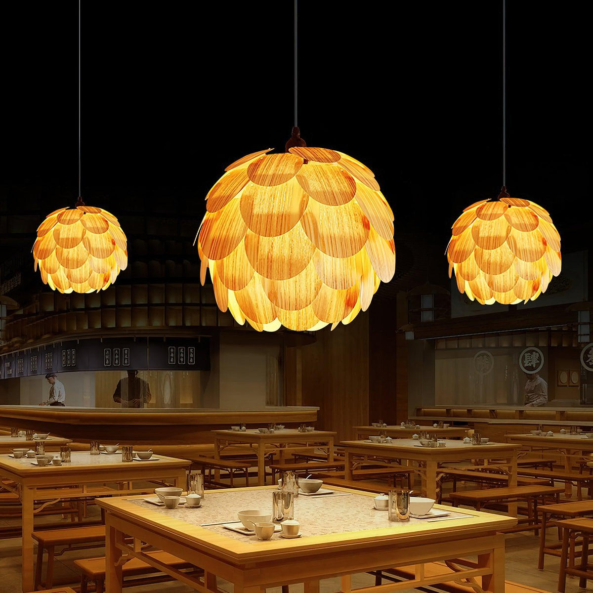 Wlara Suspension moderne en bois - Neutralighting