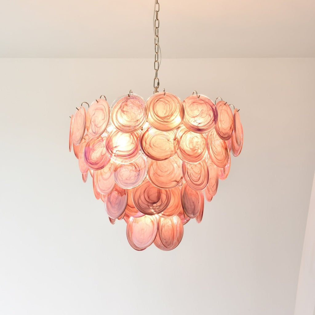 Aurora Lustre Rose Disque Murano Superposé - Neutralighting