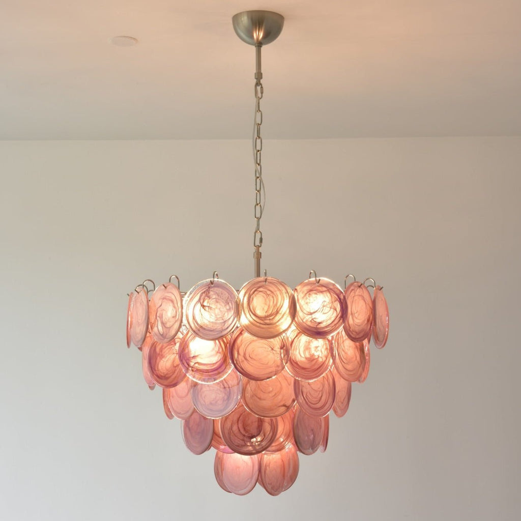 Aurora Lustre Rose Disque Murano Superposé - Neutralighting
