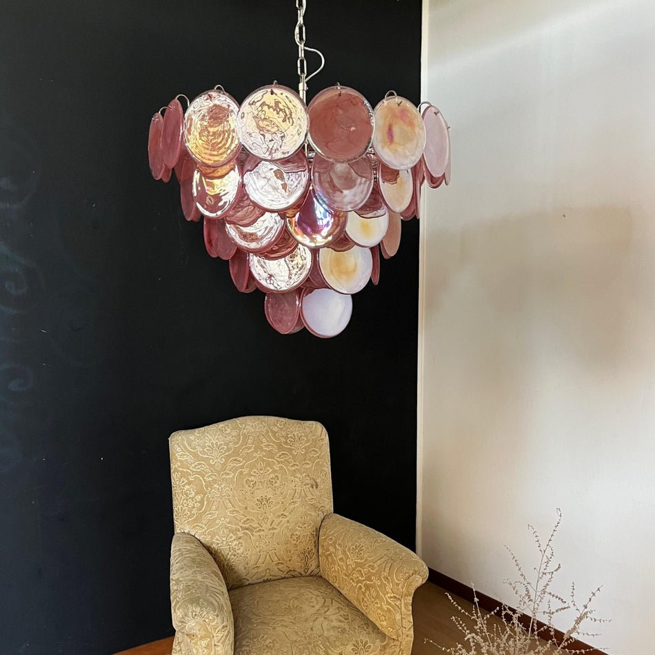 Aurora Lustre Rose Disque Murano Superposé - Neutralighting