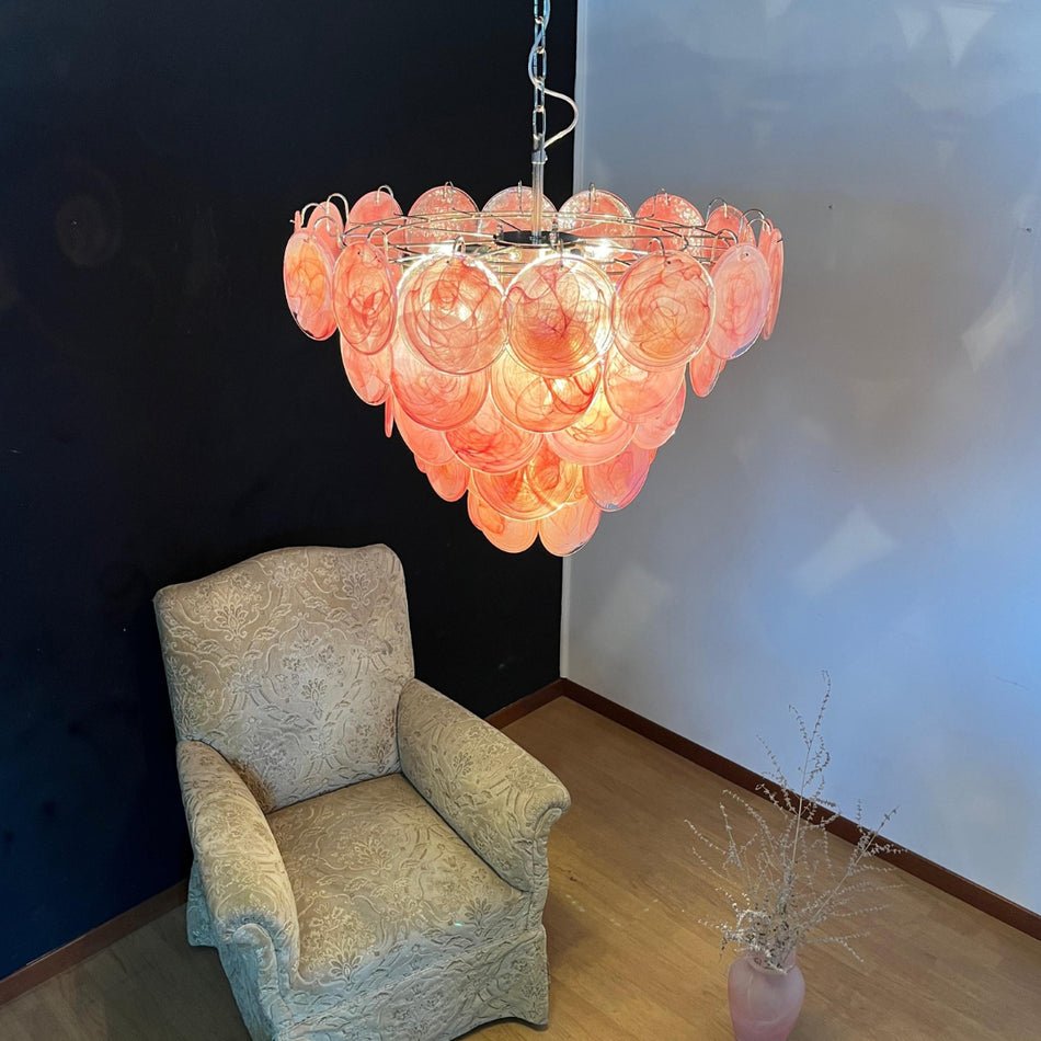 Aurora Lustre Rose Disque Murano Superposé - Neutralighting