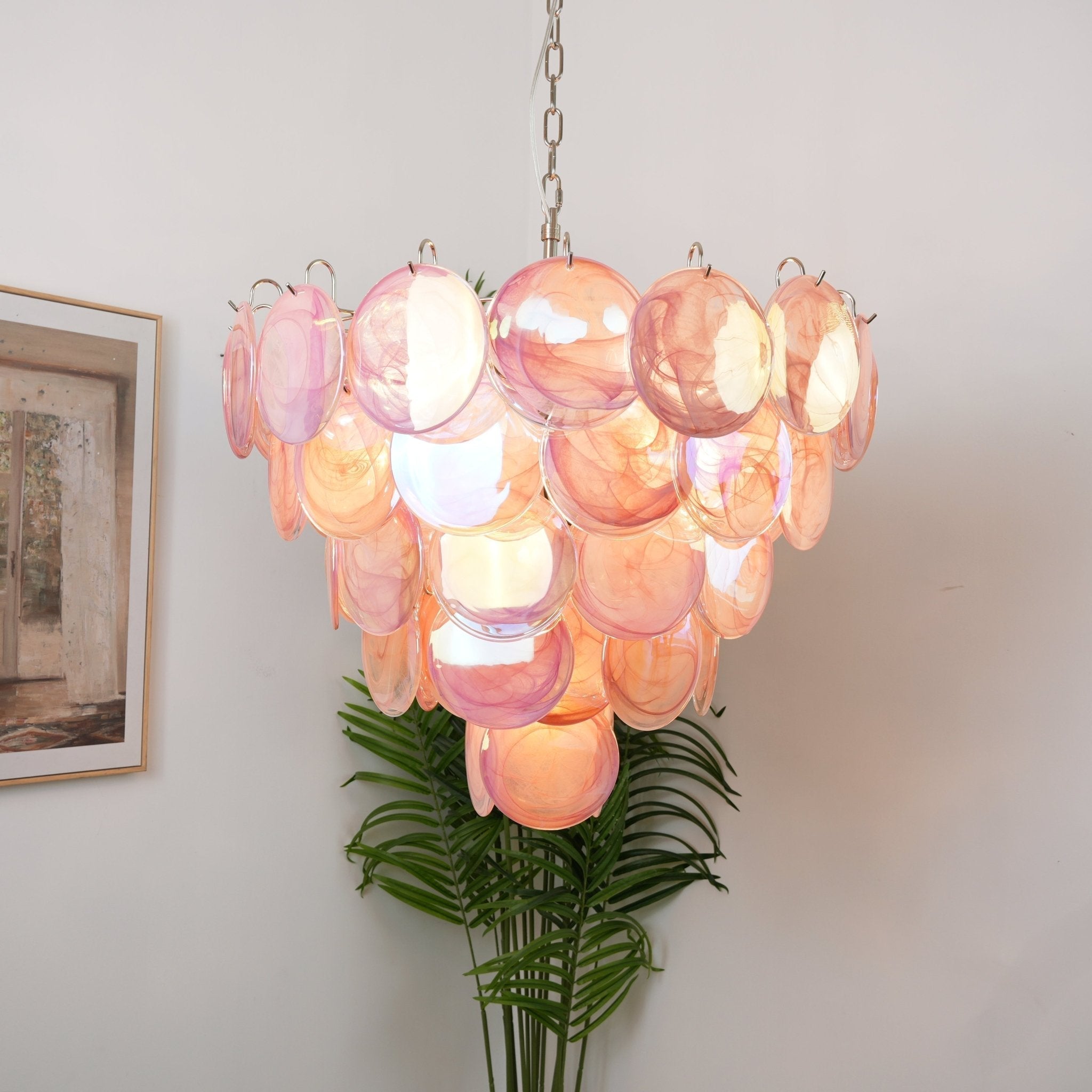 Aurora Lustre Rose Disque Murano Superposé - Neutralighting