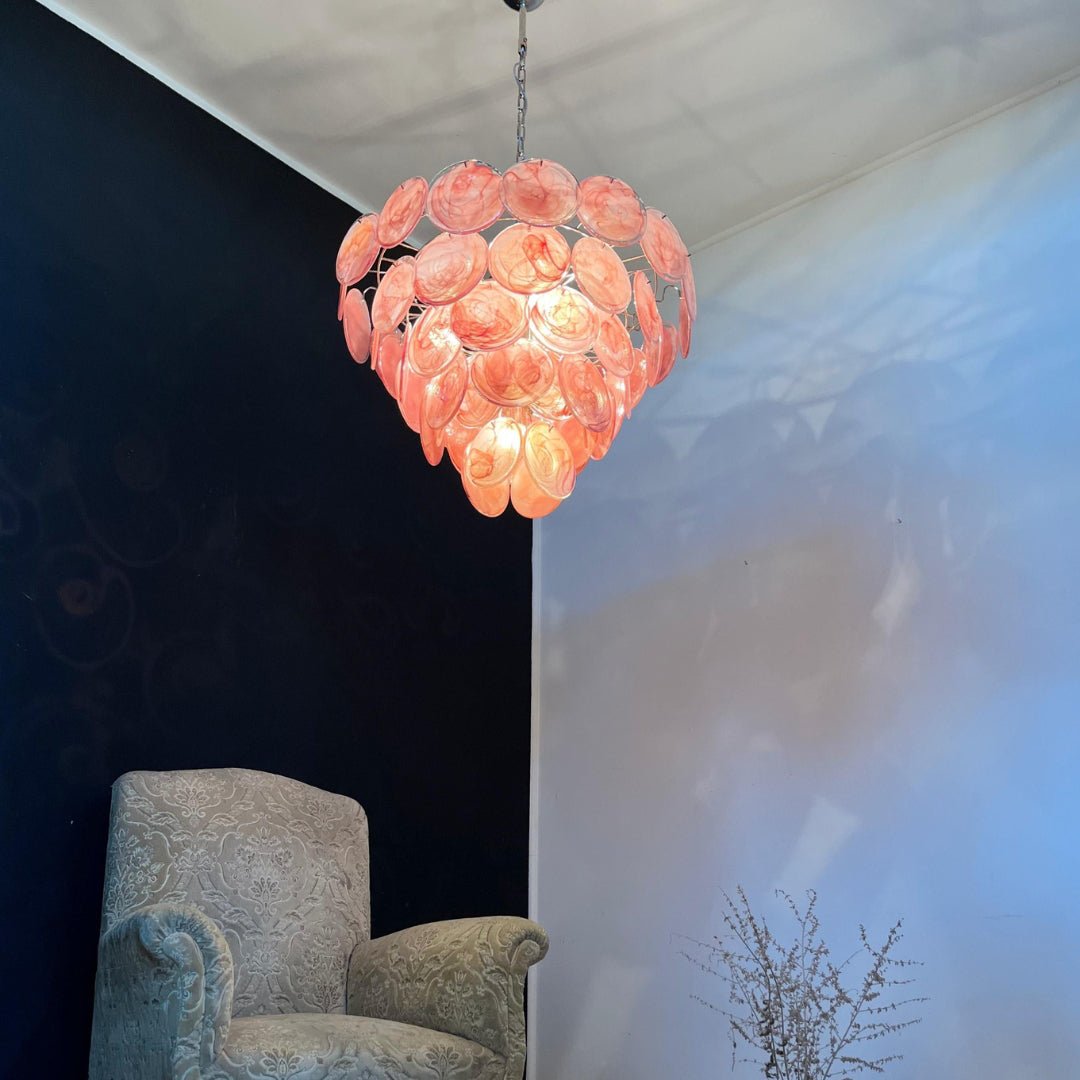 Aurora Lustre Rose Disque Murano Superposé - Neutralighting