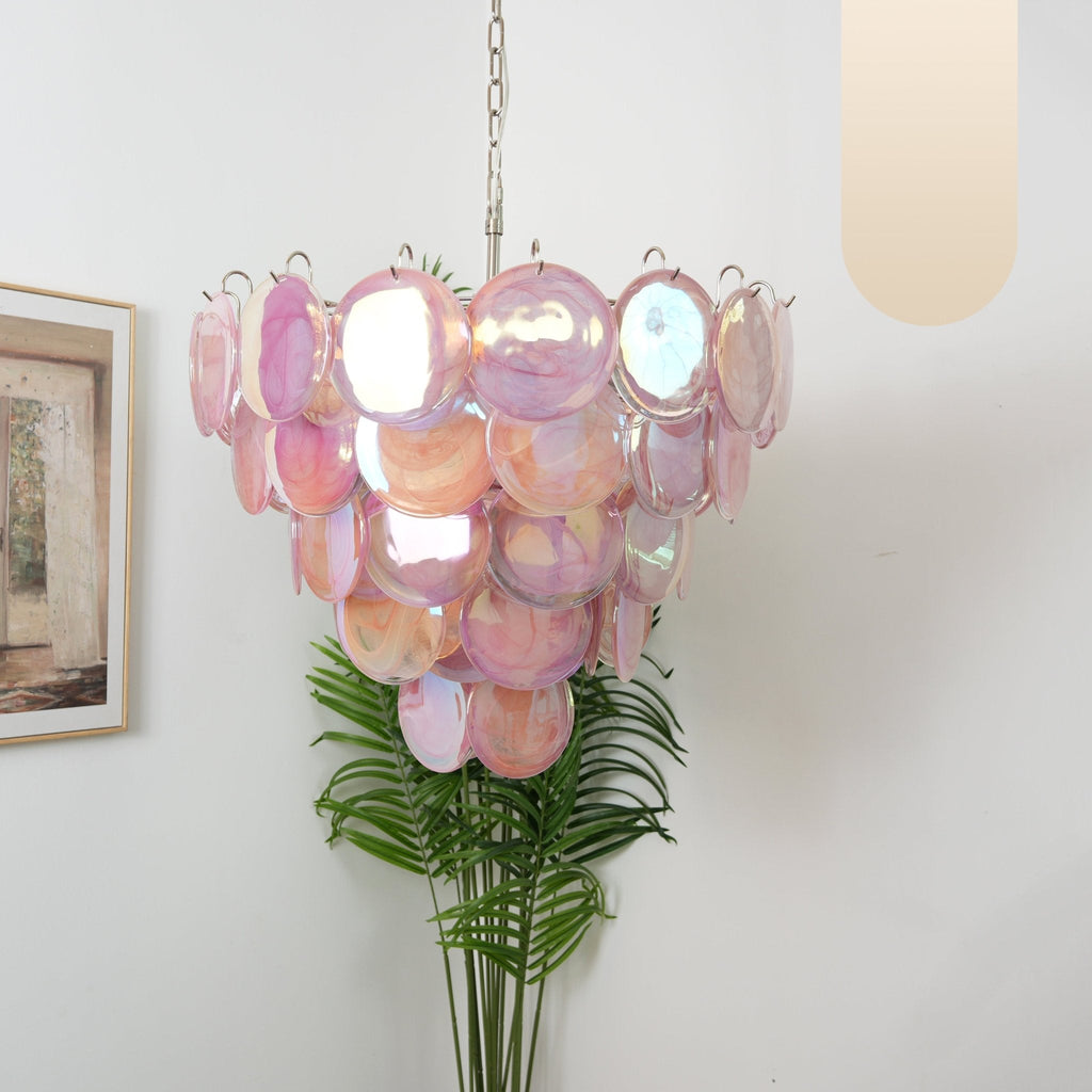 Aurora Lustre Rose Disque Murano Superposé - Neutralighting