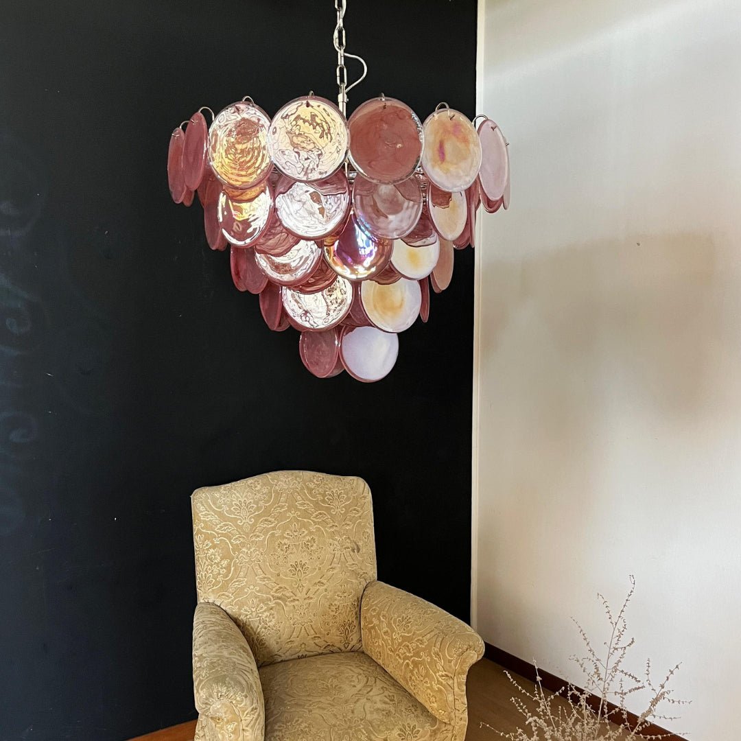 Aurora Lustre Rose Disque Murano Superposé - Neutralighting