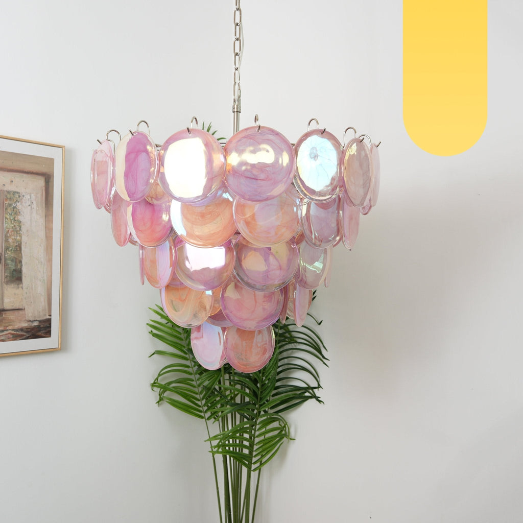 Aurora Lustre Rose Disque Murano Superposé - Neutralighting