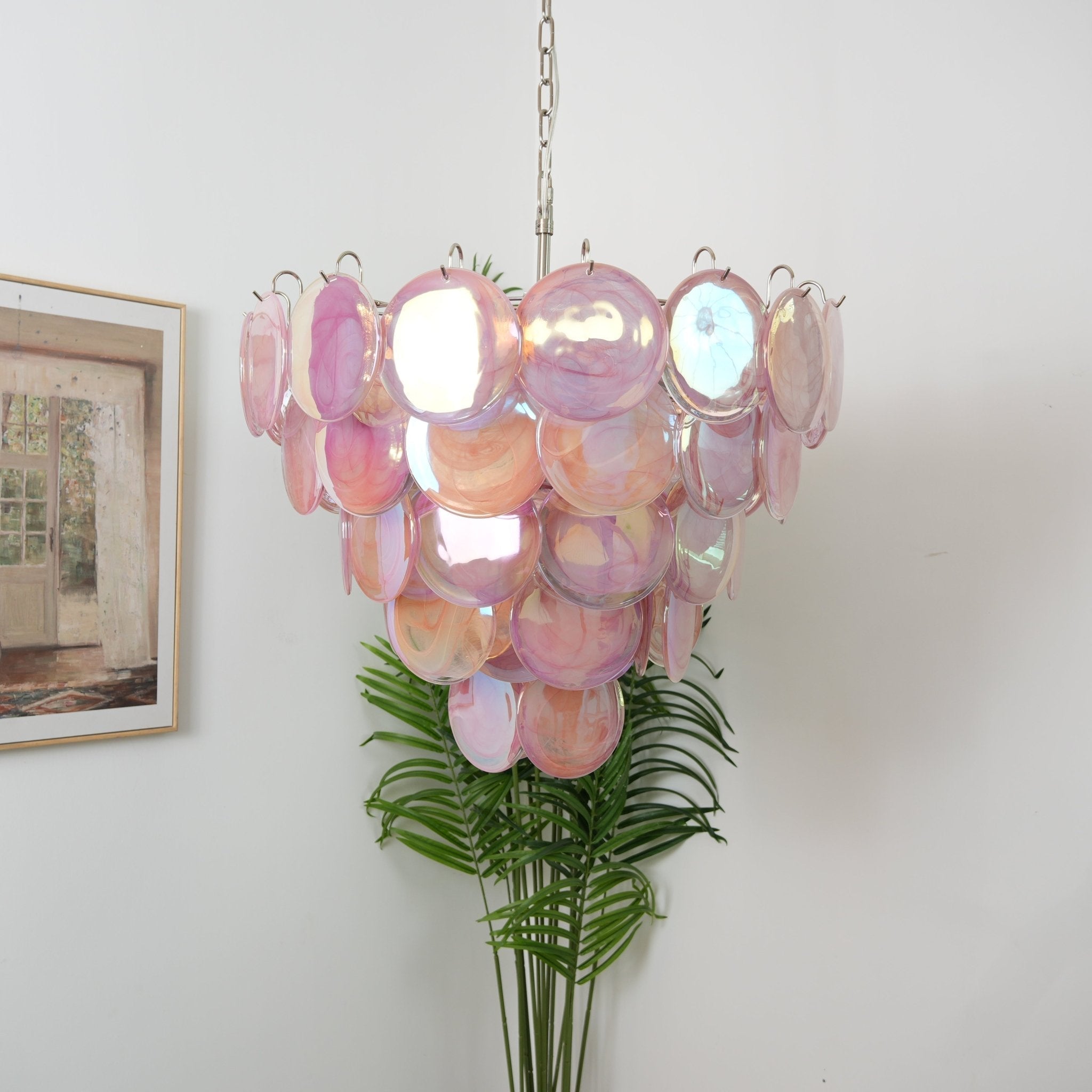 Aurora Lustre Rose Disque Murano Superposé - Neutralighting