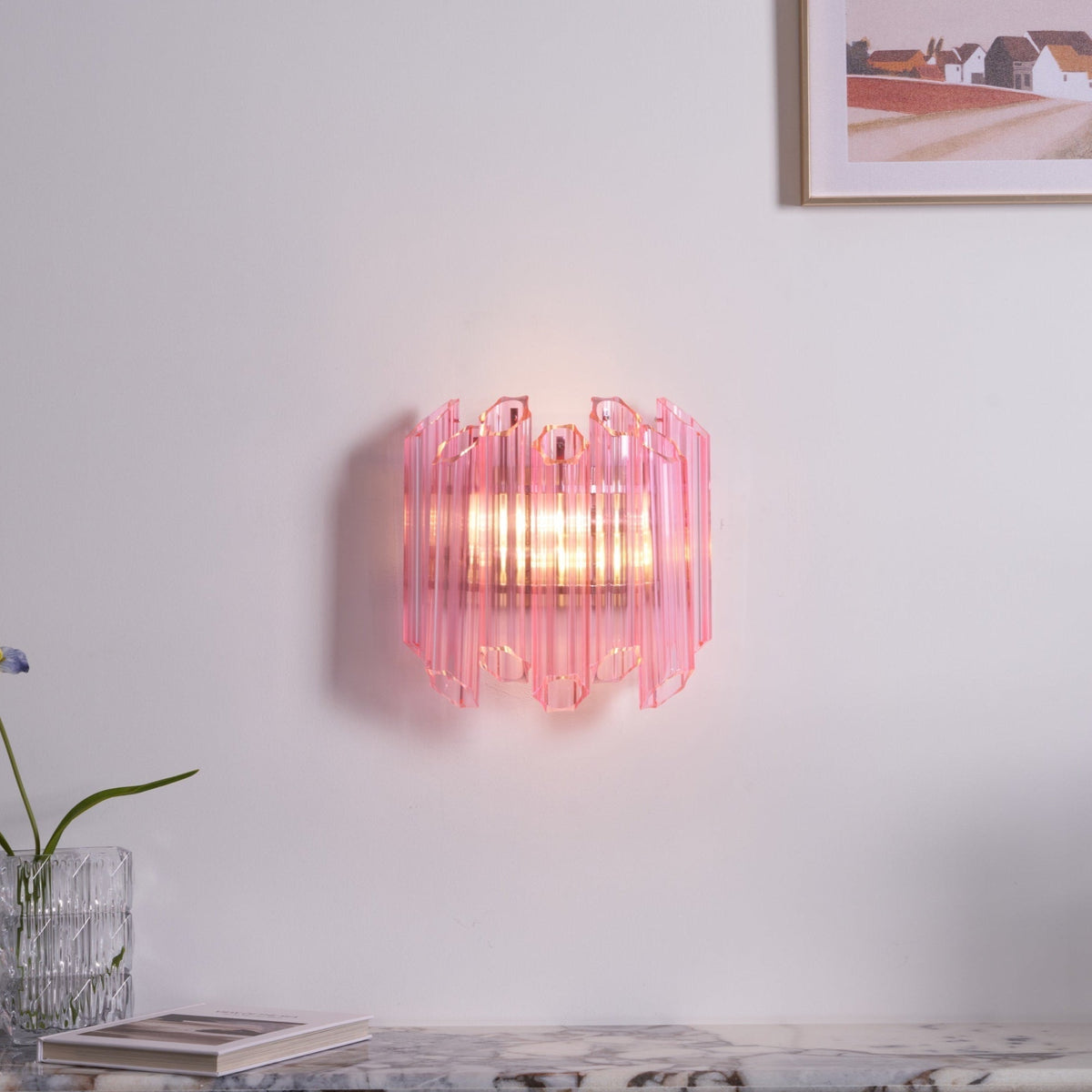 Aurora Applique Murale Tube en Verre Murano Rose - Neutralighting