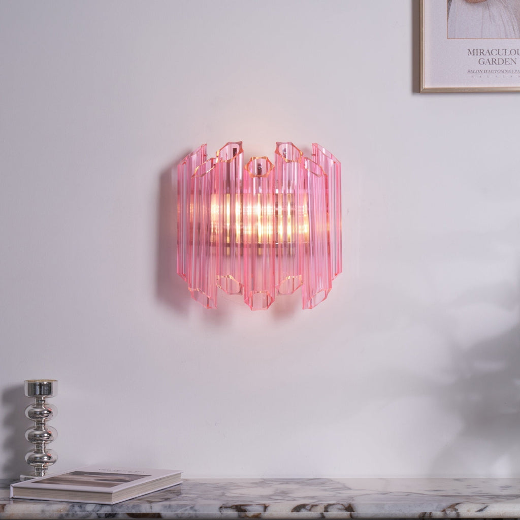 Aurora Applique Murale Tube en Verre Murano Rose - Neutralighting