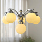 Salamanca Lustre Boules en Verre Rose Arcs en Chrome Stylé - Neutralighting