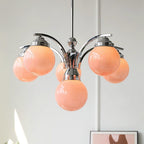 Salamanca Lustre Boules en Verre Rose Arcs en Chrome Stylé - Neutralighting
