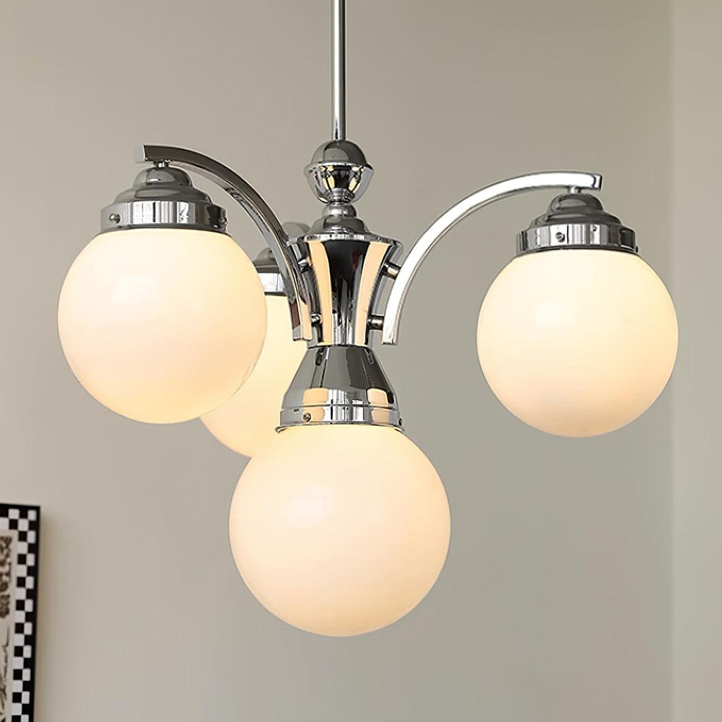 Salamanca Lustre Boules en Verre Rose Arcs en Chrome Stylé - Neutralighting