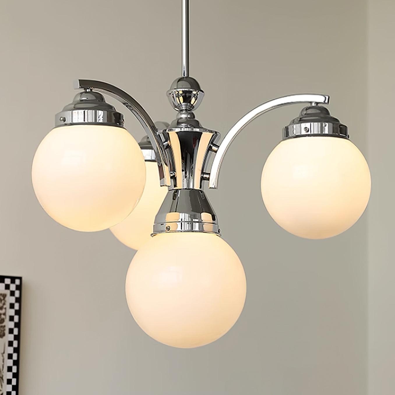 Salamanca Lustre Boules en Verre Rose Arcs en Chrome Stylé - Neutralighting
