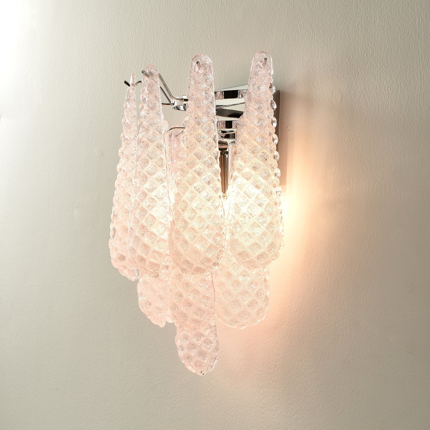Aurora Applique Murale Rose en Verre Gaufré Moderne - Neutralighting