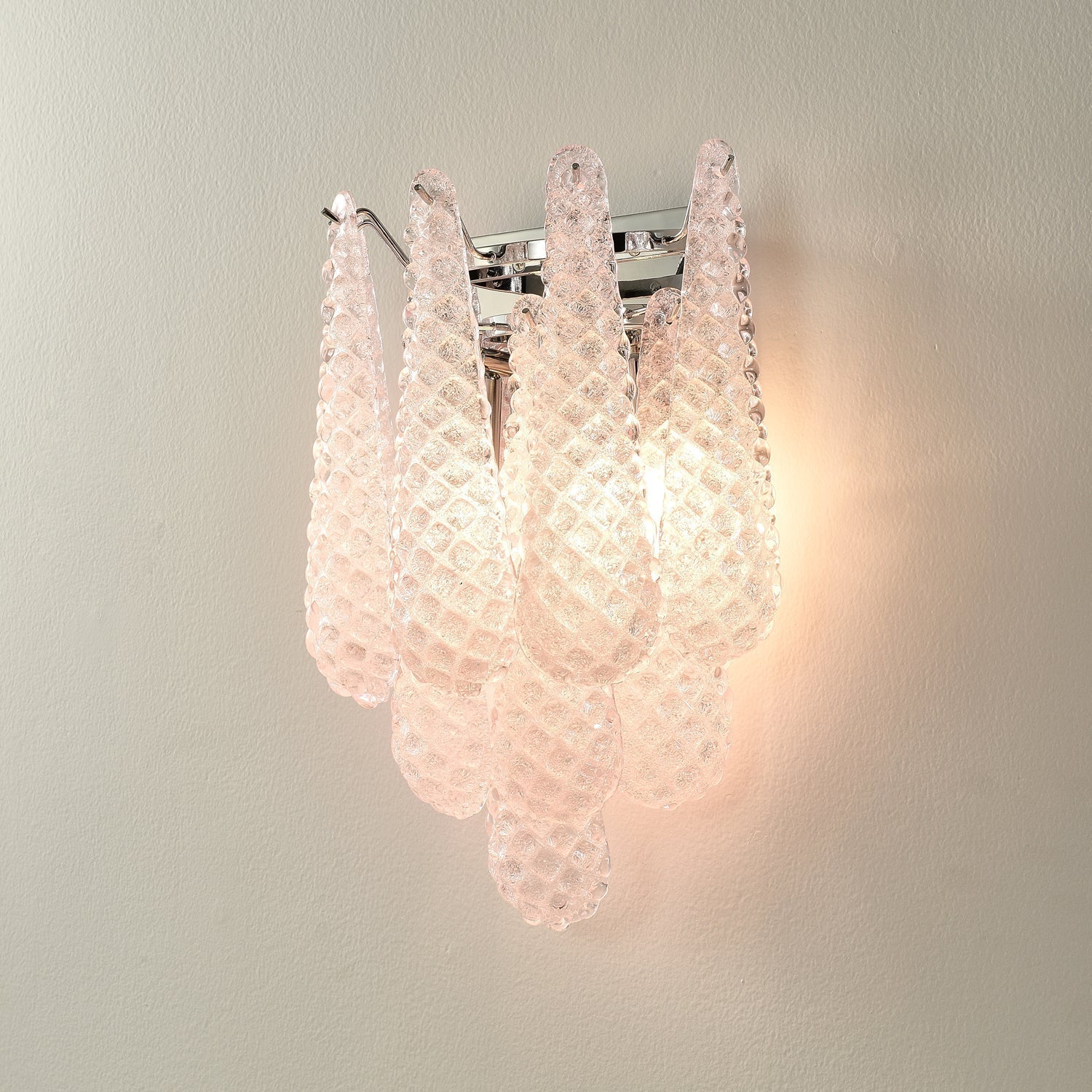 Aurora Applique Murale Rose en Verre Gaufré Moderne - Neutralighting