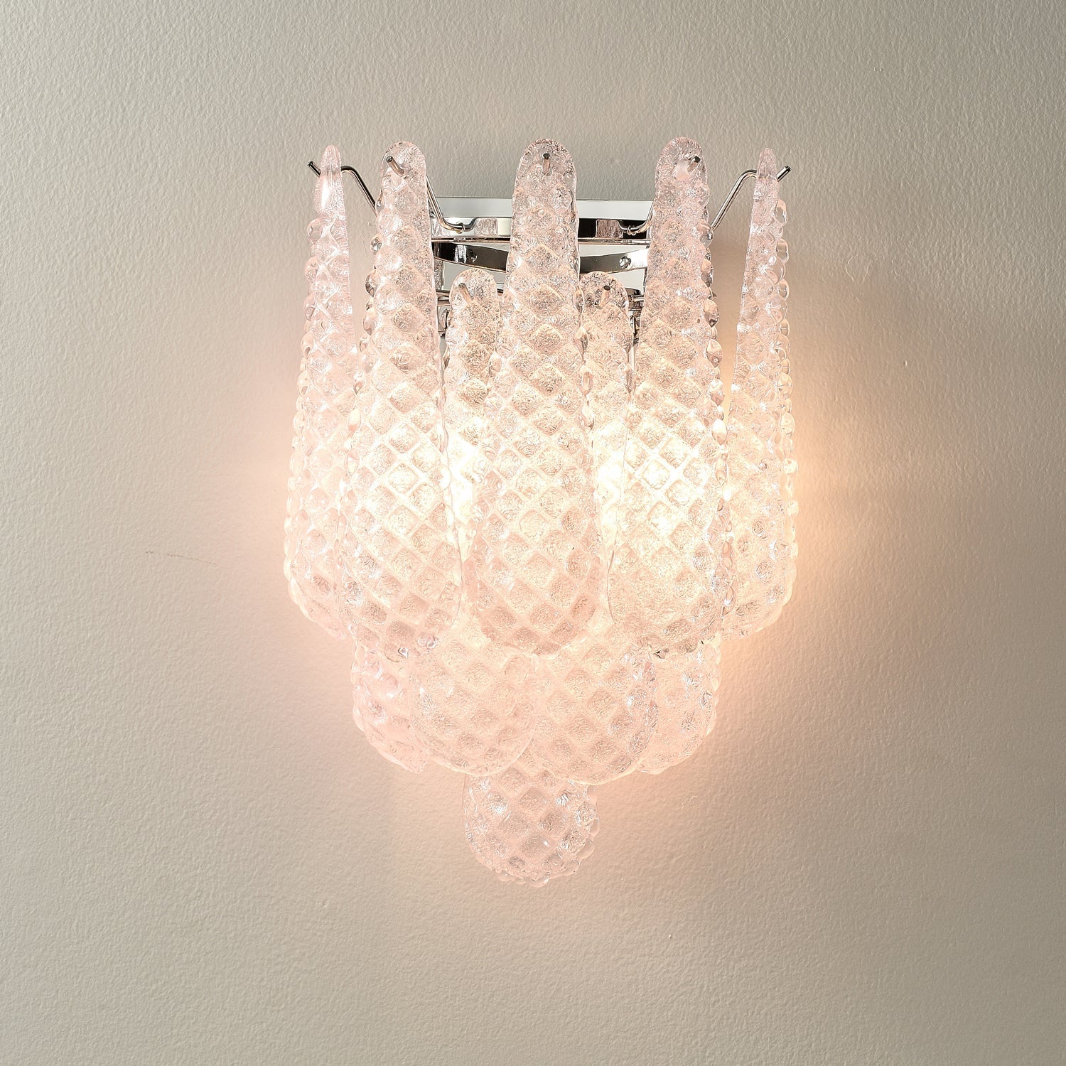 Aurora Applique Murale Rose en Verre Gaufré Moderne - Neutralighting