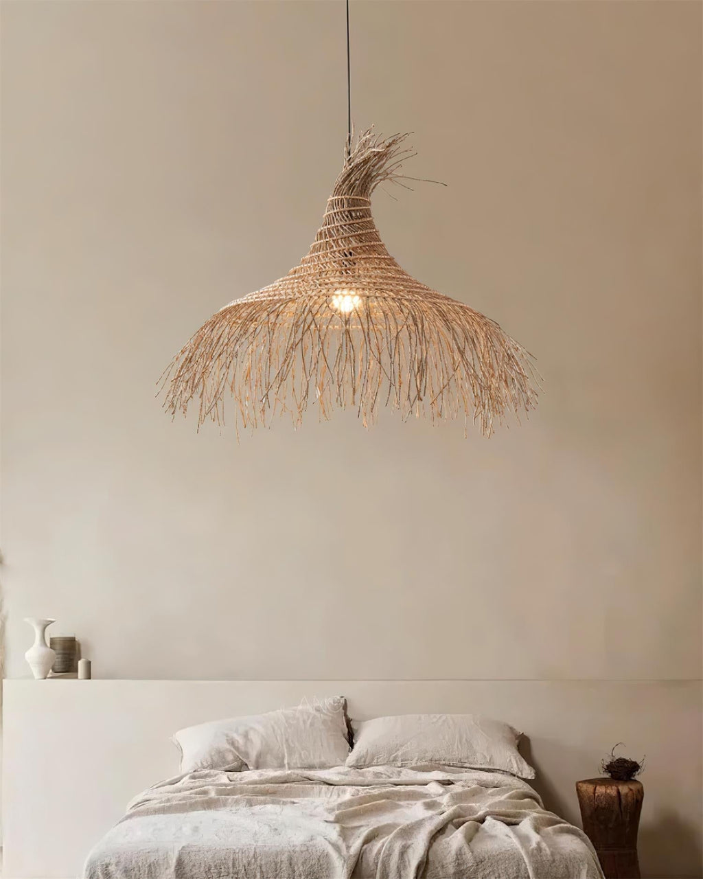 Suspension Avec Abat-jour en Rotin Tissé à la Main Style Bohème Naturel - Neutralighting