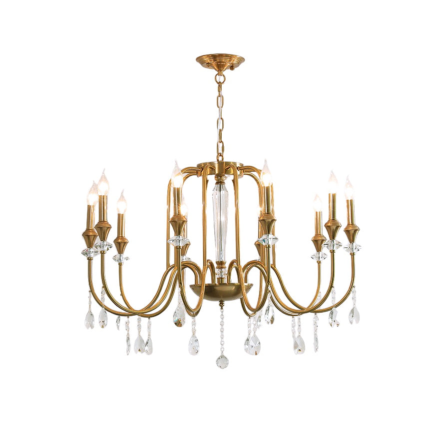 Ercararis Lustre Vintage Industriel Laiton Cristal - Neutralighting