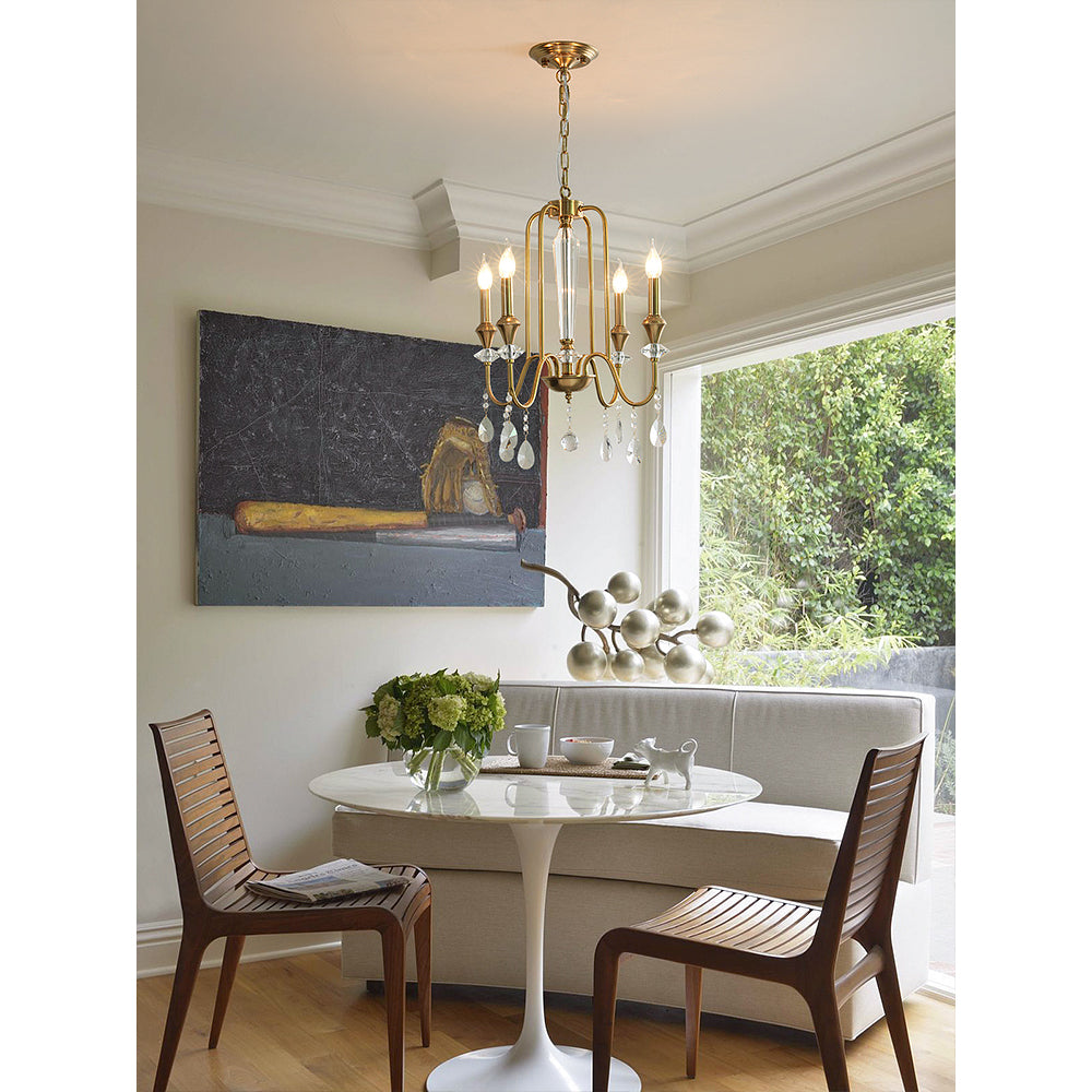 Ercararis Lustre Vintage Industriel Laiton Cristal - Neutralighting