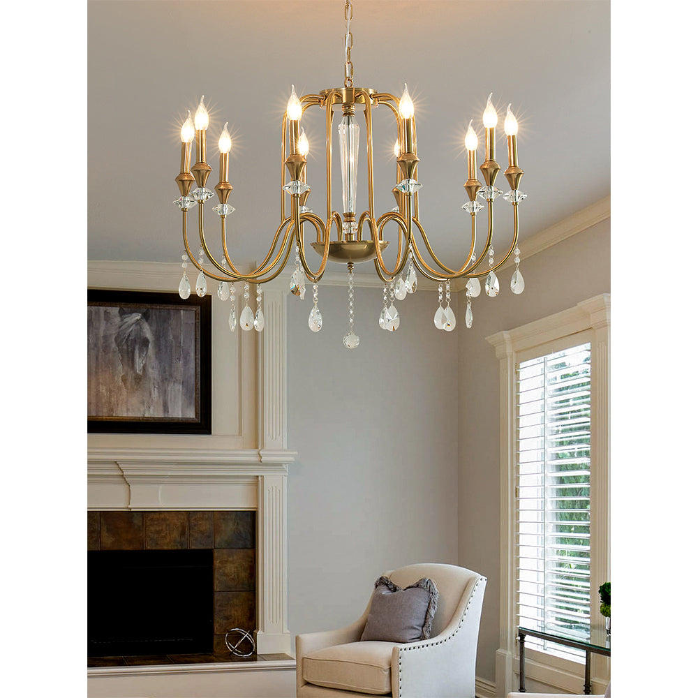 Ercararis Lustre Vintage Industriel Laiton Cristal - Neutralighting