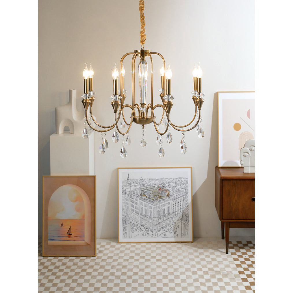 Ercararis Lustre Vintage Industriel Laiton Cristal - Neutralighting