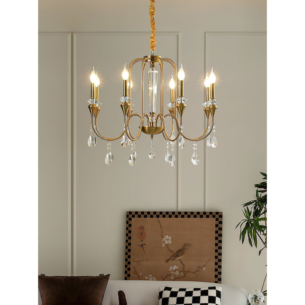 Ercararis Lustre Vintage Industriel Laiton Cristal - Neutralighting