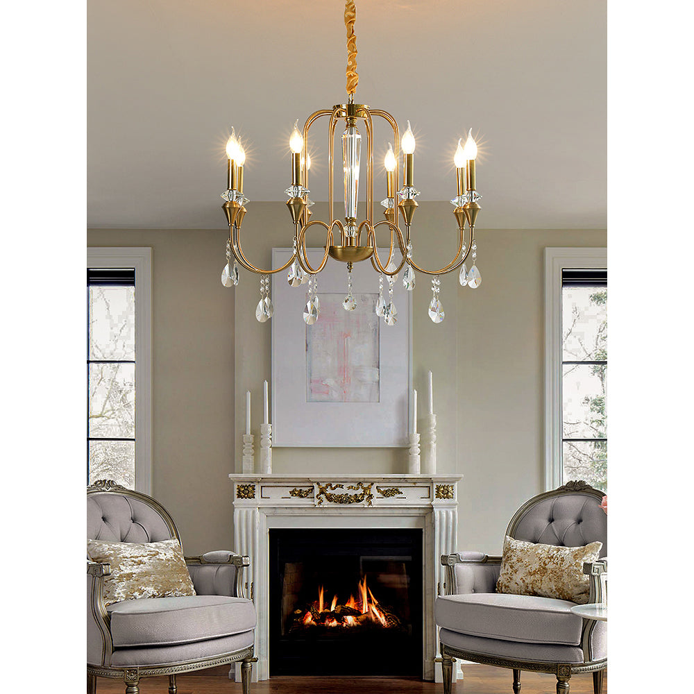 Ercararis Lustre Vintage Industriel Laiton Cristal - Neutralighting