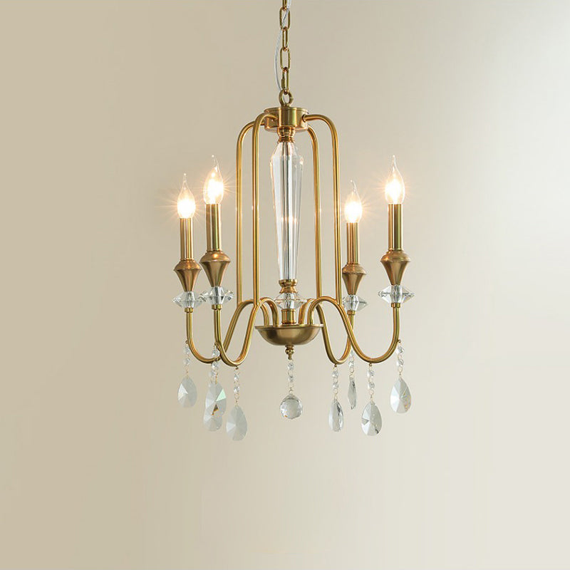 Ercararis Lustre Vintage Industriel Laiton Cristal - Neutralighting