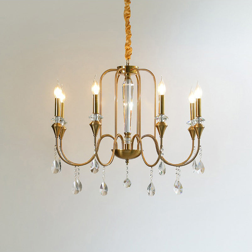 Ercararis Lustre Vintage Industriel Laiton Cristal - Neutralighting