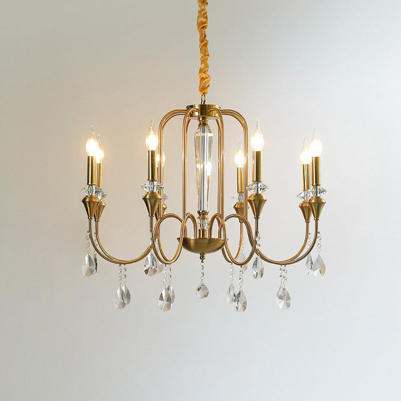 Ercararis Lustre Vintage Industriel Laiton Cristal - Neutralighting