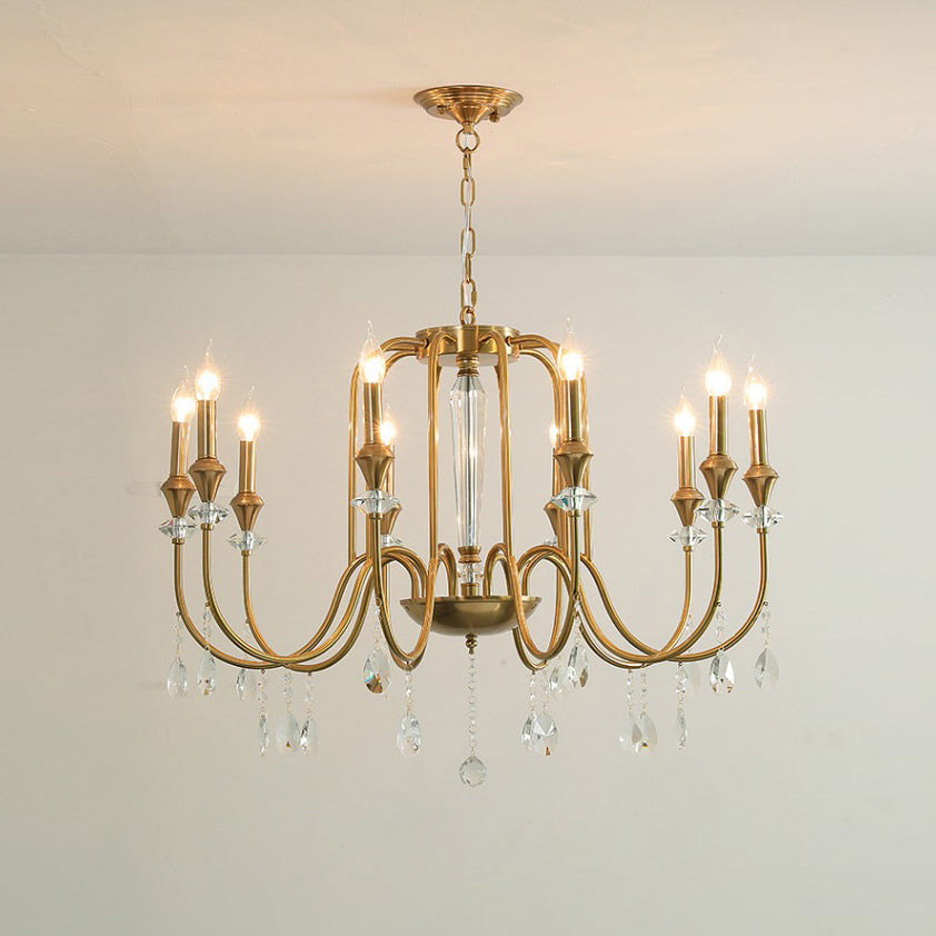 Ercararis Lustre Vintage Industriel Laiton Cristal - Neutralighting