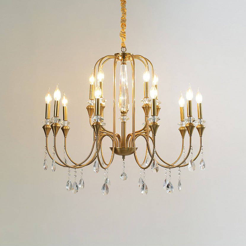 Ercararis Lustre Vintage Industriel Laiton Cristal - Neutralighting