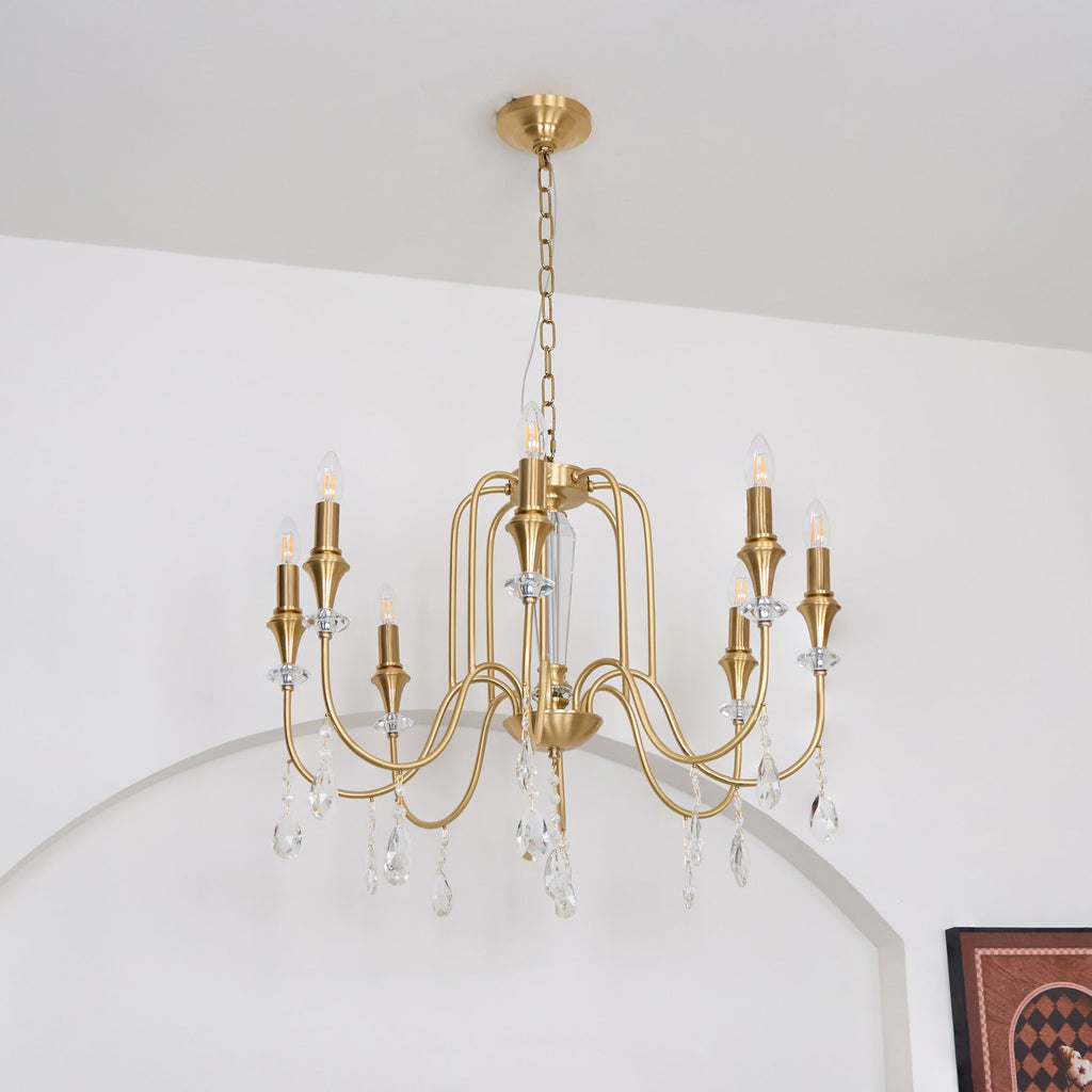 Ercararis Lustre Vintage Industriel Laiton Cristal - Neutralighting