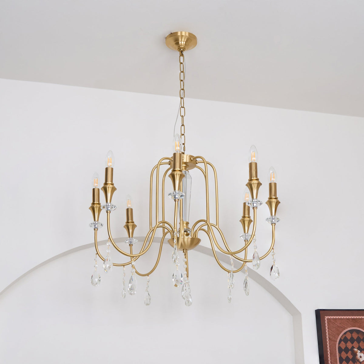 Ercararis Lustre Vintage Industriel Laiton Cristal - Neutralighting