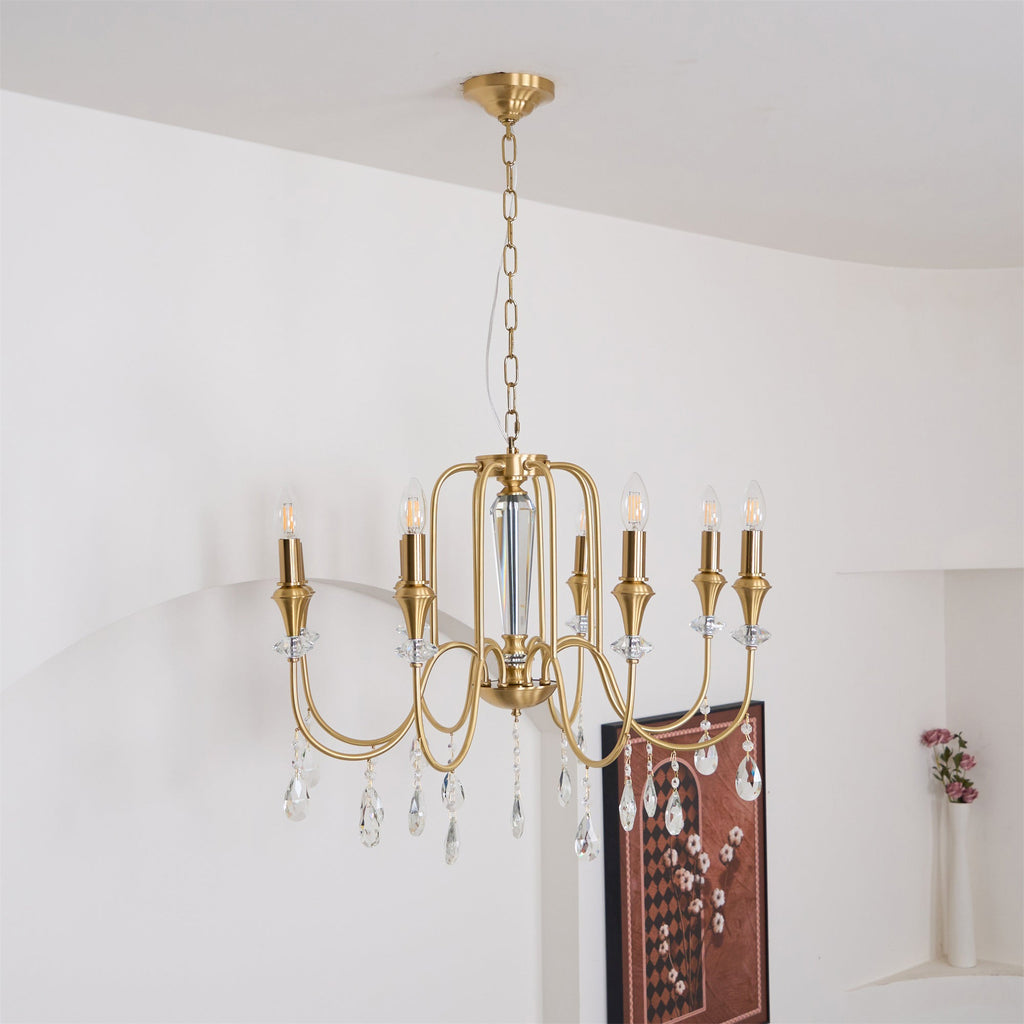 Ercararis Lustre Vintage Industriel Laiton Cristal - Neutralighting