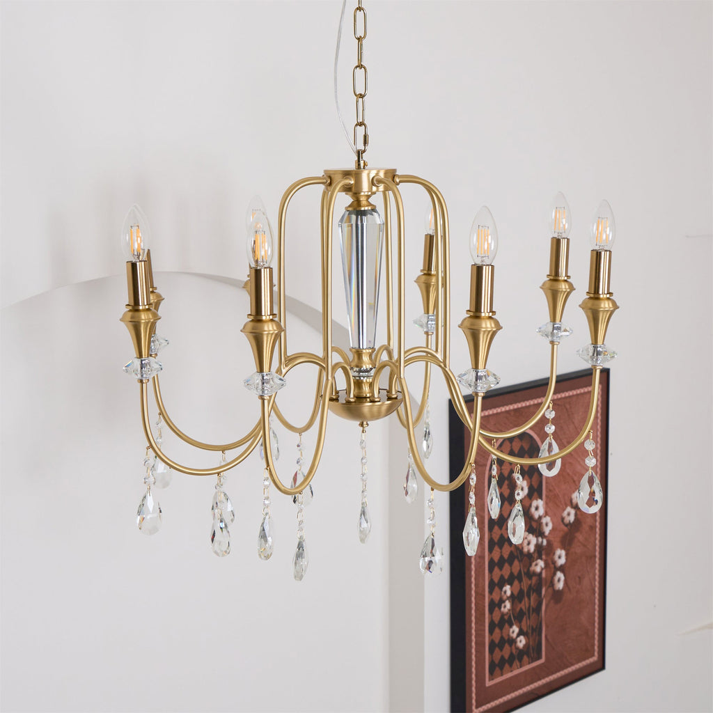 Ercararis Lustre Vintage Industriel Laiton Cristal - Neutralighting